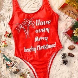 Have a merry Beachy Christmas one piece NWT RED